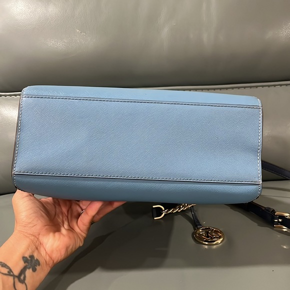 Michael Kors has 3 shades of Blue Satchel with Gold-Tone Hardware - Picture 6 of 9